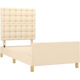  Okvir za krevet s uzglavljem krem 90x200 cm od tkanine | shoptok.hr