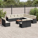 Maison Chic Seti vrtnega pohištva - Vrtna garnitura - Vrtni pohištvo set 14-delna z blazinami črn poli ratan, (21811162) | Shoptok.si