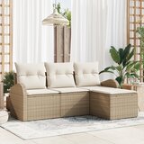 vidaXL 4-delni vrtni kavč set z blazinami Bež poli ratan | Shoptok.si