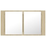  LED kupaonski ormarić s ogledalom boja hrasta 80x12x45 akrilni | shoptok.hr