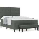  Postelja z box springom in vzmetnico & klop temno siva 140x190 cm tkanina, (22081079) | Shoptok.si