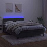  Krevet box spring s madracem LED tamnosivi 140x190 cm baršun | shoptok.hr