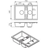 Ferro SUDOPERA GRANITNA FERRO 790X480 1.5D BEŽ SA POP-UP SIFONOM fi115 | Eponuda.com