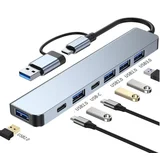 Adapter USB 3.0/USB 3.1 tip C (M) - USB 3.0 + 4 x USB 2.0 + 2 x tip C (7 u 2)
