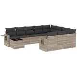  11-dijelni set vrtnih sofa poliratan s jastucima svijetlosivi | shoptok.hr