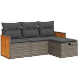 Maison Chic Seti vrtnega pohištva - Vrtna garnitura - Vrtni pohištvo set 4-delna z blazinami siv poli ratan, (21819808) | Shoptok.si