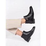 Shelvt Women's black ankle boots with a low-heeled belt | Eponuda.ba