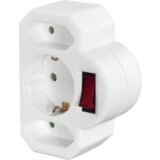 Hama 223217 trojni adapter za vtičnico s stikalom, 1x ozemljena, 2x evro, bel | Shoptok.si