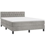  Box spring s madracem LED svjetlosivi 140x200 cm baršun | shoptok.hr