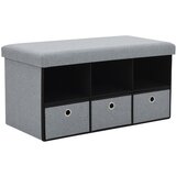 vidaXL Zložljiva klop imitacija platna 76x38x38 cm svetlo siva | Shoptok.si