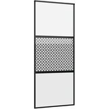 vidaXL Drsna vrata Črna 90 x 205 cm Kaljeno steklo in aluminij | Shoptok.si