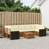  Set vanjskih sofa 8 kom. Prirodna i krem Čvrsto drvo akacije | shoptok.hr