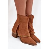 Boto Women's ankle boots on heel with rolled shaft Camel Idalia | Eponuda.ba