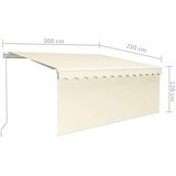 vidaXL Tenda na ručno uvlačenje s roletom i LED svjetlima 3x2 5 m krem | shoptok.hr