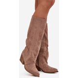 Boto Women's cowboy boots with zipper beige Isalina | shoptok.hr
