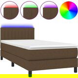  Box spring s madracem LED tamnosmeđi 90x200 cm tkanina | shoptok.hr