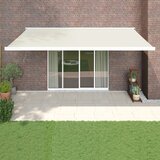 vidaXL Zložljiva tenda krem 5x3 m blago in aluminij | Shoptok.si