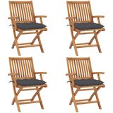 vidaXL zložljivi vrtni stoli z blazinami 4 kosi trdna tikovina | Shoptok.si