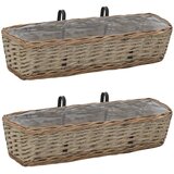 vidaXL Balkonsko cvetlično korito 2 kosa pleteno s PE obrobo 60 cm, (20618487) | Shoptok.si