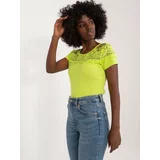 Fashion Hunters Lime green cotton blouse with lace