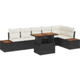 vidaXL Set od 7 Komada Vrtni Sofa s Jastučićima Crni Poliratan | shoptok.hr