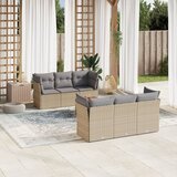 Maison Chic Seti vrtnega pohištva - Vrtna garnitura - Vrtni pohištvo set 7-delna z blazinami bež poli ratan, (21802067) | Shoptok.si