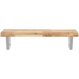  Zidna polica za umivaonik od čelika i masivnog bagremovog drva Smeđa 60 x 40 x 4 cm | shoptok.hr