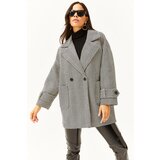 Olalook Women's Black Lined Pocket Oversize Herringbone Coat | shoptok.hr