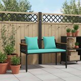  Zunanja klop Črna in turkizna 117 x 54 x 74.5 cm poli ratan, (5000272756) | Shoptok.si
