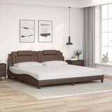  Okvir kreveta s LED svjetlima smeđi 200 x 200 cm umjetna koža | shoptok.hr