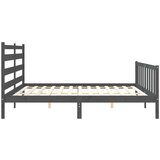 vidaXL Okvir za krevet s uzglavljem sivi 200 x 200 cm od masivnog drva | shoptok.hr
