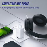 ALLITY zidni polnilec GaN PD QC ATC-01-65WACC 2x USB-C 1x USB-A 65W bela | Shoptok.si