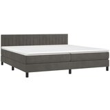  Box spring postelja z vzmetnico LED temno siva 200x200 cm žamet, (20723851) | Shoptok.si