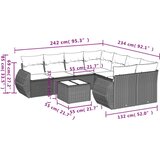 vidaXL Vrtna garnitura 9-delna z blazinami bež poli ratan | Shoptok.si