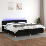  Box spring postelja z vzmetnico LED črna 200x200 cm blago, (20790688) Cene
