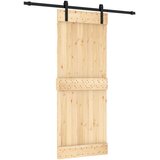  Klizna vrata Prirodna i crna 80 x 210 cm Čvrsta borovina | shoptok.hr