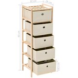  Stalak za pohranu s 5 košara od tkanine bež od cedrovine | shoptok.hr