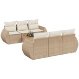Maison Chic Seti vrtnega pohištva - Vrtna garnitura - Vrtni pohištvo set 7-delna z blazinami bež poli ratan, (21805162) | Shoptok.si