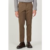 ALTINYILDIZ CLASSICS Men's Light Brown Comfort Fit Relaxed Cut Side Pocket Cotton Diagonal Patterned Trousers Cene
