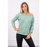 Kesi Blouse with heart print dark mint | shoptok.hr