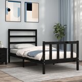 Maison Chic Posteljni okvir - Enojna postelja - Postelja za odrasle 75x190 cm z vzglavjem črn trden les-J16058, (21760486) | Shoptok.si