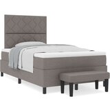 vidaXL Krevet s kutijskom oprugom s madracem i klupom taupe 120x190 cm tkanina | shoptok.hr