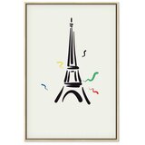  Slika - Black Graphic Drawing of the Eiffel Tower on a Cream Background 80x120 U prirodnom drvenom okviru | shoptok.hr