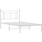 Metalni Kovinski posteljni okvir z vzglavjem bel 107x203 cm | Shoptok.si
