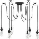 vidaXL obesek svetilka s 6 nosilci E27 Črna kovina | Shoptok.si