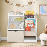 SoBuy otroška knjižna omara Montessori s tremi policami in košaro bela 80x40x80 cm, (5000009217) | Shoptok.si