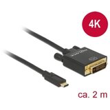 Delock USB-C® / DVI adapterski kabel USB-C® vtič\, DVI-D 24+1-polni vtič 2.00 m črna 85321 pozlačeni konektorji USB-C®-Display kabel, (20416930) | Shoptok.si
