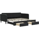  The Living Store Izvlečna dnevna postelja s predali črna 100x200 cm žamet - Izvlečna Dnevna Postelja, (21450106) | Shoptok.si