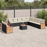  The Living Store Vrtna sedežna garnitura 12-delna z blazinami črn poli ratan - Vrtna Sedežna Garniture, (21477824) | Shoptok.si