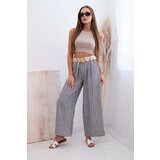 Kesi Włoski Women's wide-leg striped viscose trousers grey | shoptok.hr